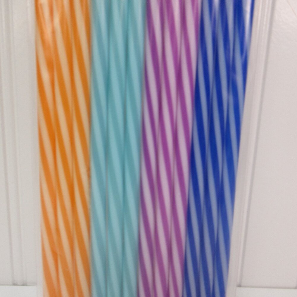 Pioneer Woman Drinking Plastic Straw 12Pack Reusable Blue Teal Orange Purple New - Picture 5 of 5